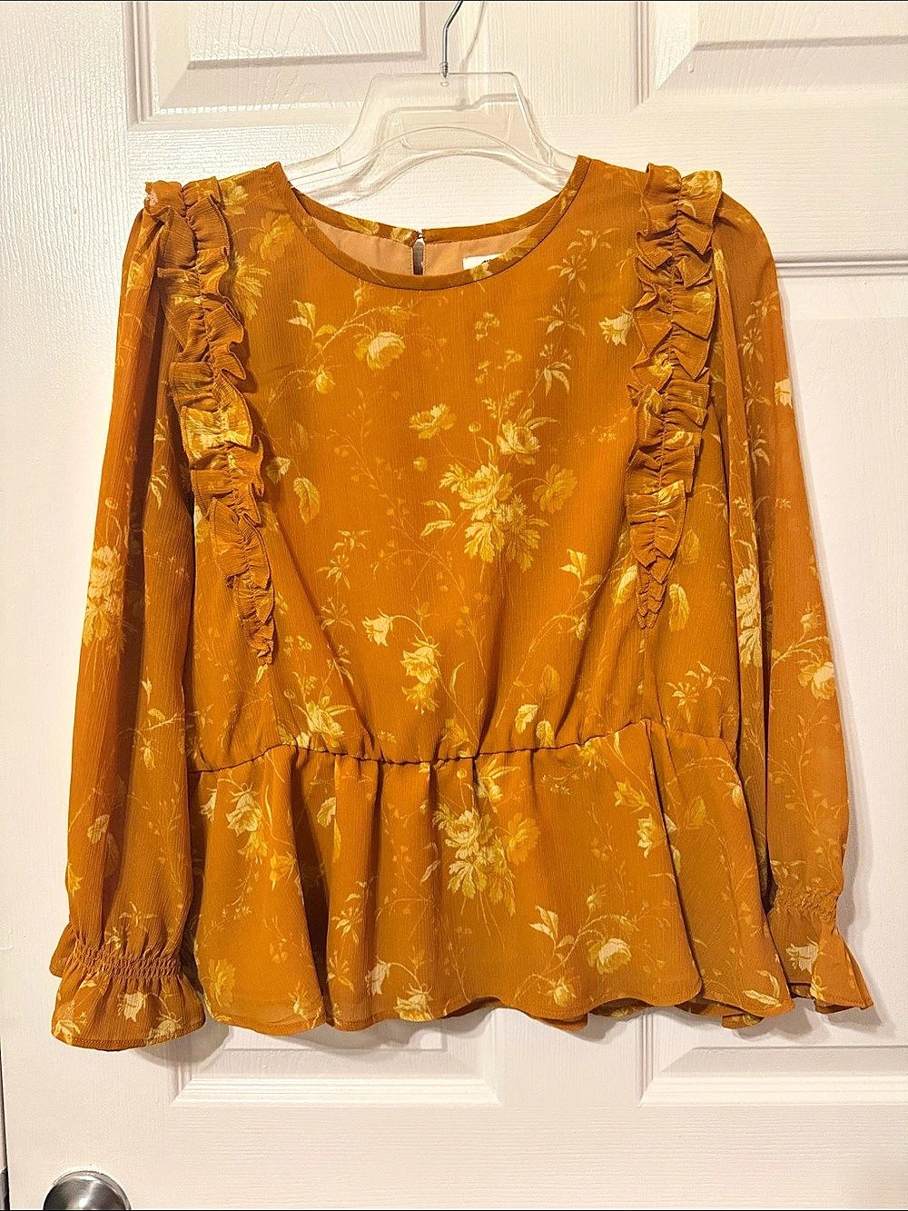 Madewell Ruffle-Shoulder Peplum Top